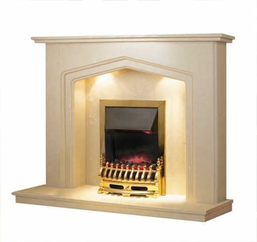 Aurora Charlton 54 Marble Fireplace in Roman Stone with down-lights