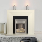 Genoa Ivory and Black Electric Fireplace Suite with Adam Helios Electric Fire