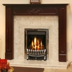 The Option Mahogany Botticino Fireplace with Adam Radiant Silver Gas Fire