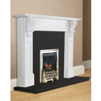 Aurora Fiori Marble Fireplace in Natural White and Black Granite