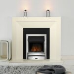 Genoa Ivory and Black Electric Fireplace Suite with Chrome E