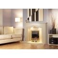 The Aurora Charlton Marble Fireplace in Roman Stone with down-lights