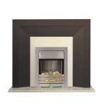 Genoa Ivory and Chocolate Electric Fireplace Suite with Adam Helios Electric Fire
