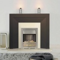 Genoa Ivory and Chocolate Electric Fireplace Suite with Adam Helios Electric Fire