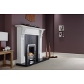 Aurora Fiori Marble Fireplace in Natural White and Black Granite