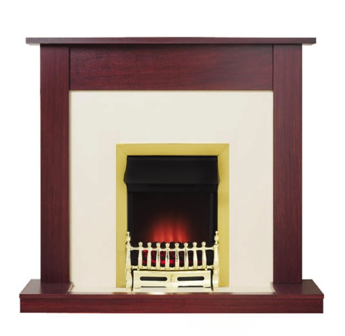 Buxton Mahogany and Ivory Electric Suite with Adam Brass Fire
