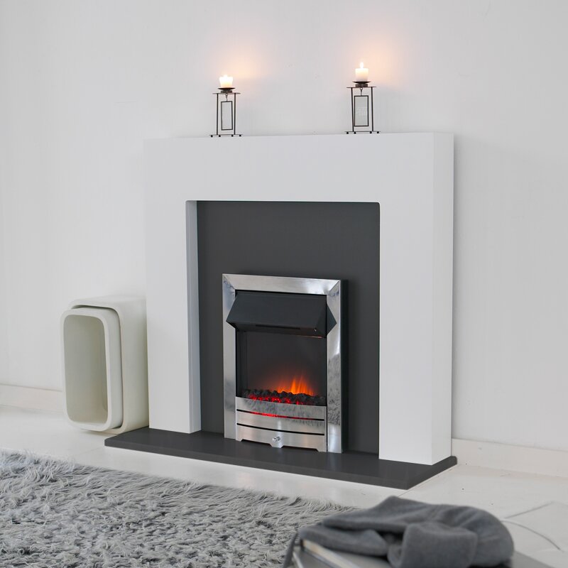 Miami White with Grey Back Panel/ Hearth and Colorado Fire Fireplace