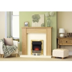 New England Oak and Ivory with Adam Ribbon Brass Electric Fire