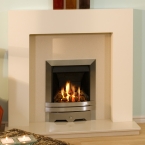 The Miami Ivory Marfil Fireplace with Contemporary Vogue Gas Fire
