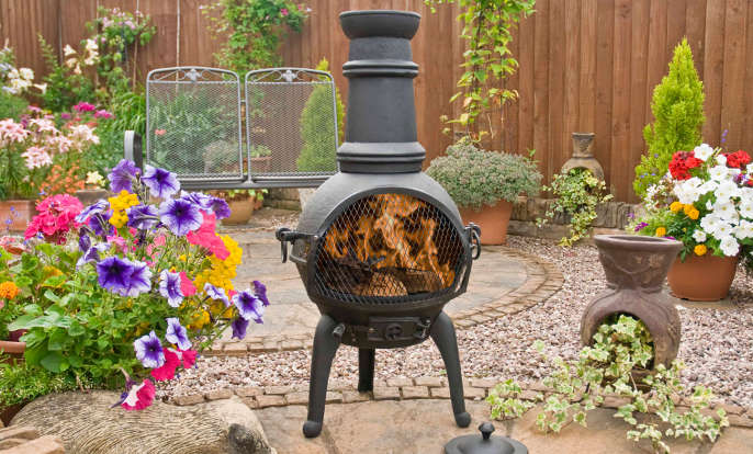 Cast Iron Chiminea in Garden