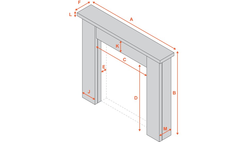 adam-beaumont-mantelpiece-in-oak-50-inch Diagram