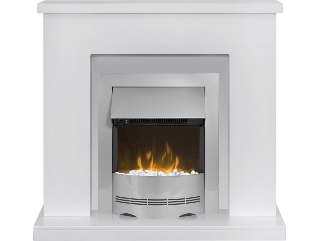 Adam Lomond Fireplace Suite In Pure White With Dimplex Elda Electric Adam Lomond Fireplace Suite In Pure White With
