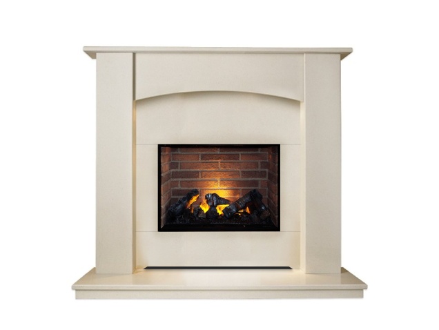 The Camber Optimyst Fireplace Suite In Beige Stone 48 Inch