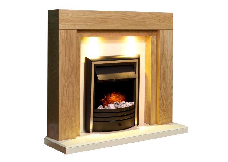 Adam Beaumont Fireplace Suite In Oak Cream With Cambridge 6 In 1