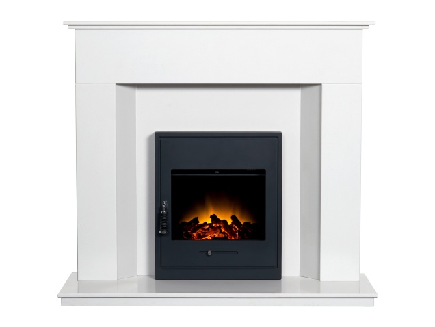 Alora Crystal White Marble Fireplace, Marble Surround Fireplace With Electric Fire