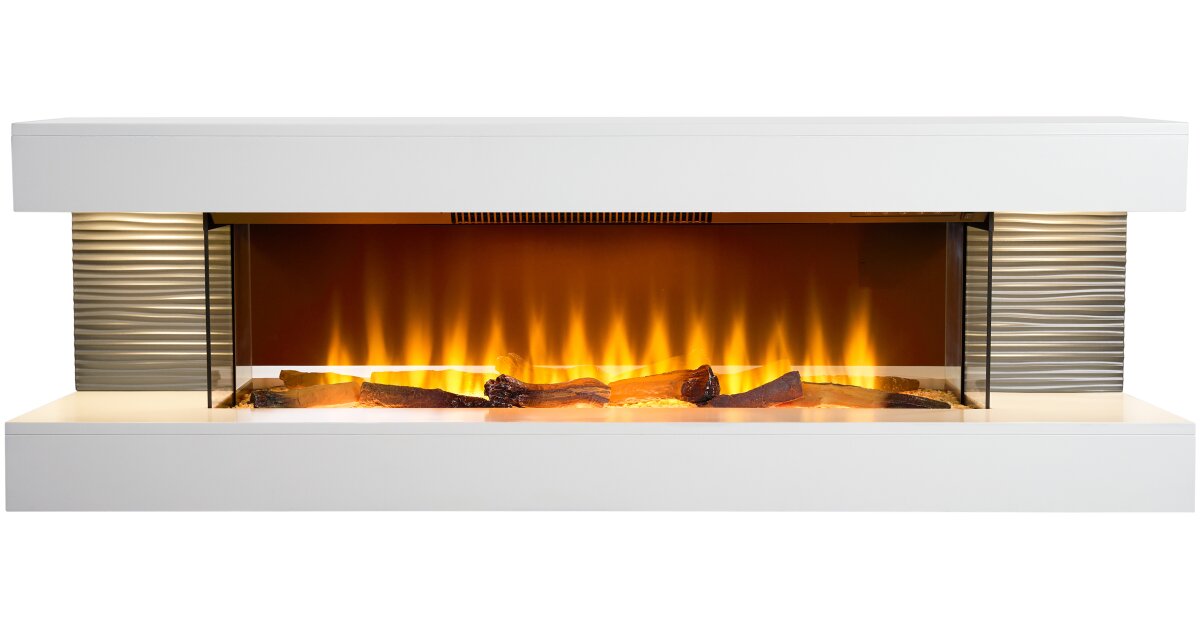 Sureflame WM-9332 XL Electric Wall Fireplace Suite with Downlights