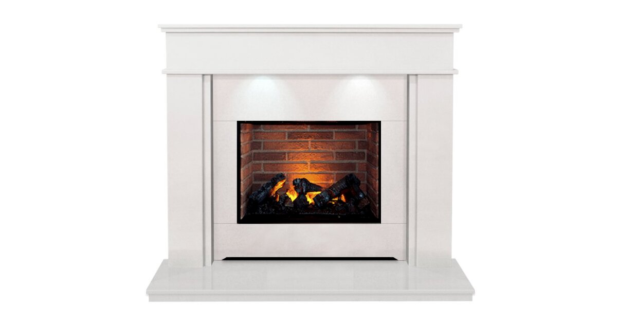 The Portland Optimyst Fireplace Suite In White Stone 54 Inch