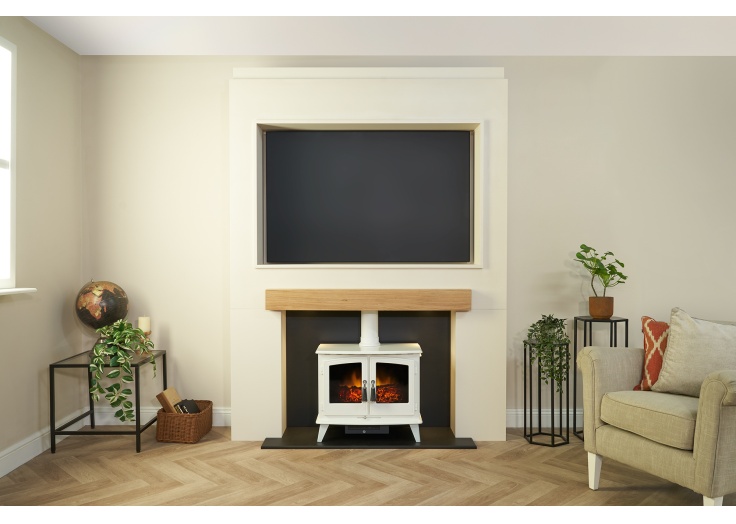 Acantha Pre-Built Stove Media Wall with TV Recess Woodhouse