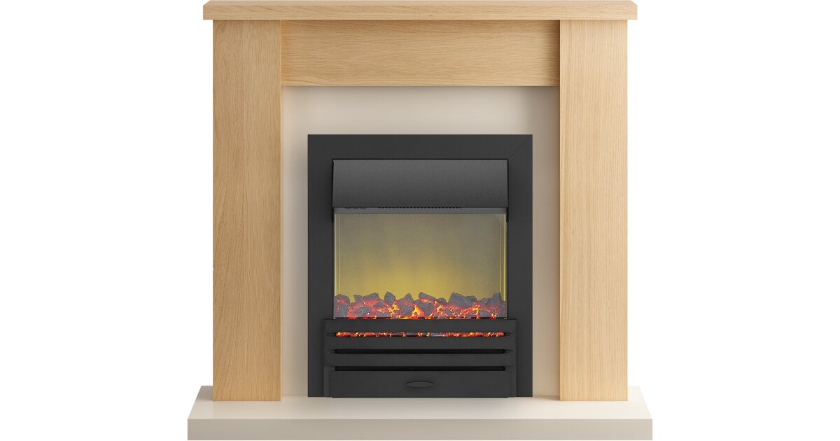 Adam Solus Fireplace Suite In Oak With Eclipse Electric Fire In