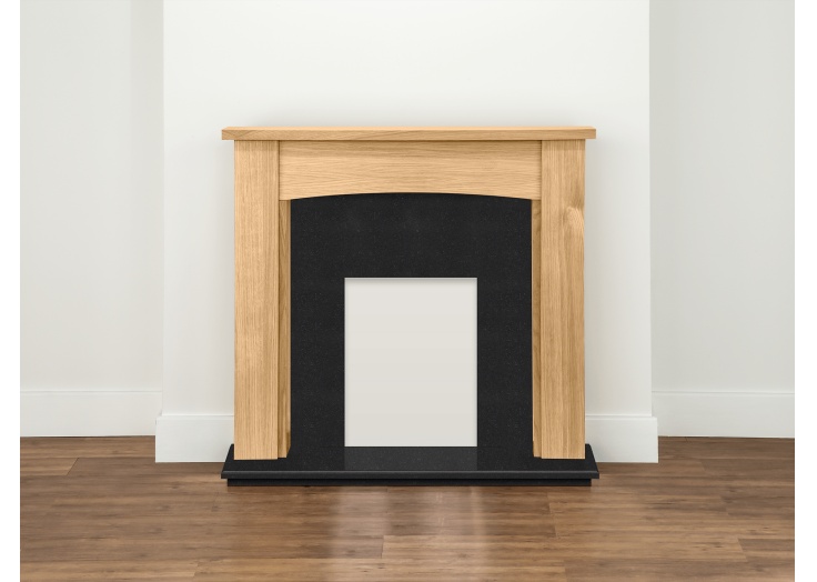 Adam Stockton Fireplace In Oak And Black Granite 48 Inch Fireplace World