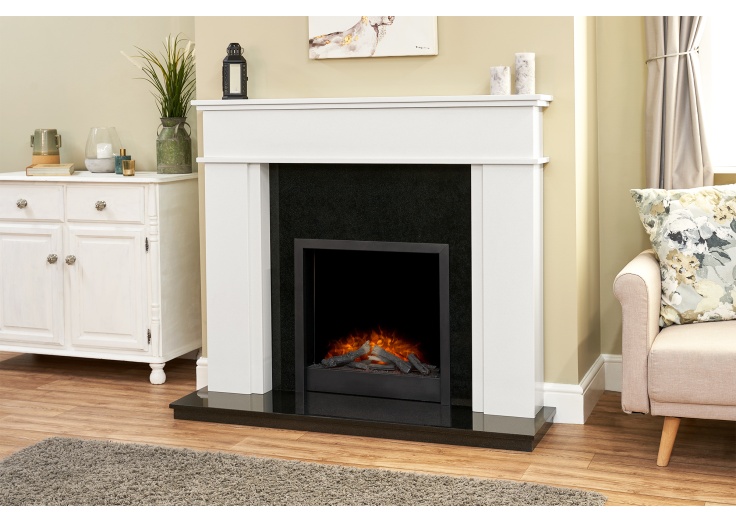 Acantha Ontario Electric Large Inset Fire with Logs u0026 Remote Control in  Black | Fireplace World