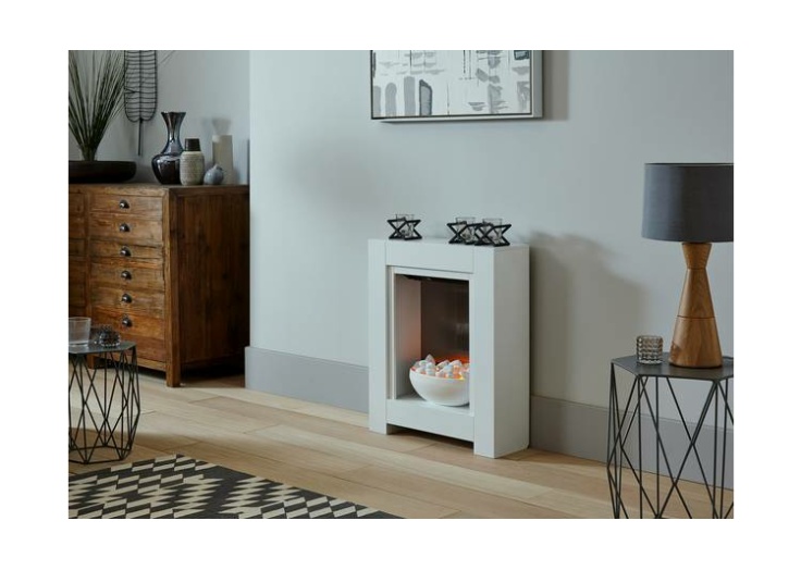 Adam Monet Fireplace Suite in Pure White with Electric Fire 23 Inch 