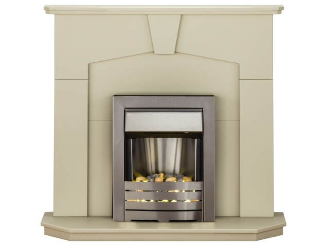 Adam Abbey Fireplace Suite In Stone Effect With Helios Electric