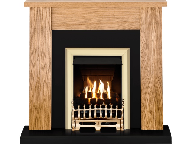 Adam New England Fireplace In Oak Black Granite With Adam