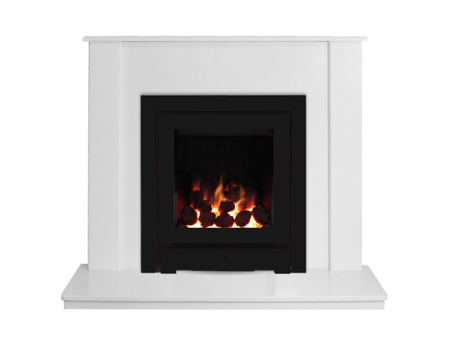 The Linton In White Stone With Crystal Montana He Gas Fire In