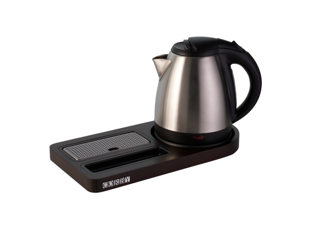 compact-welcome-tray-(buckingham-wt0005)-in-dark-wood-with-1l-kettle-(buckingham-ktl0003)-in-polished-steel-uk-plug