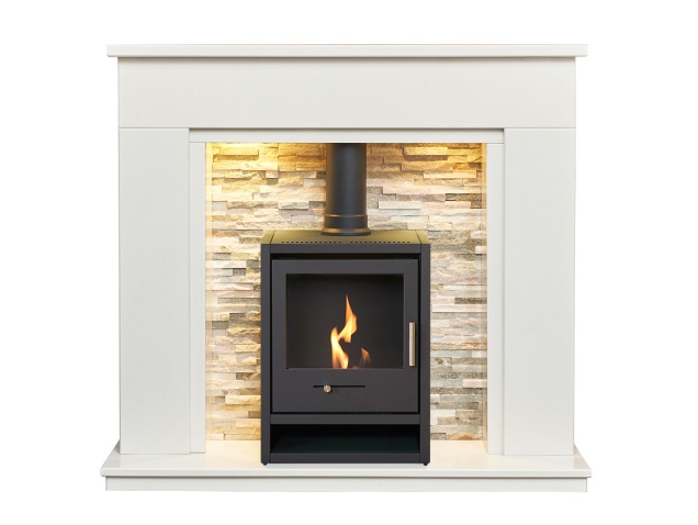acantha-amalfi-white-marble-fireplace-with-downlights-oko-s1-bio-ethanol-stove-in-charcoal-grey-48-inch