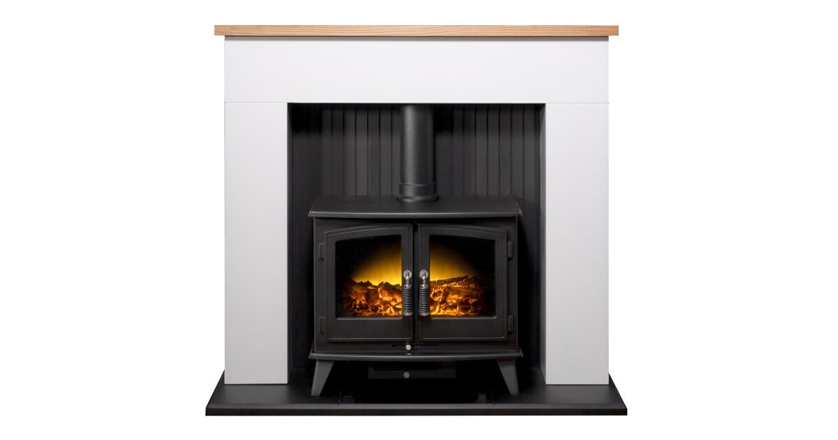 Adam Innsbruck Stove Suite In Pure White With Woodhouse Electric