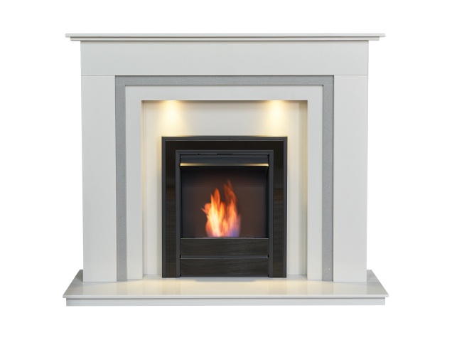 acantha-austin-crystal-white-grey-marble-fireplace-with-downlights-argo-bio-ethanol-fire-in-black-nickel-54-inch