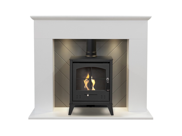 adam-corinth-stove-fireplace-in-pure-white-grey-with-downlights-oko-s2-bio-ethanol-stove-in-charcoal-grey-48-inch