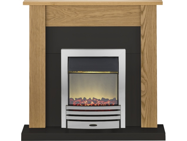 Adam Southwold Fireplace in Oak and Black 43 Inches