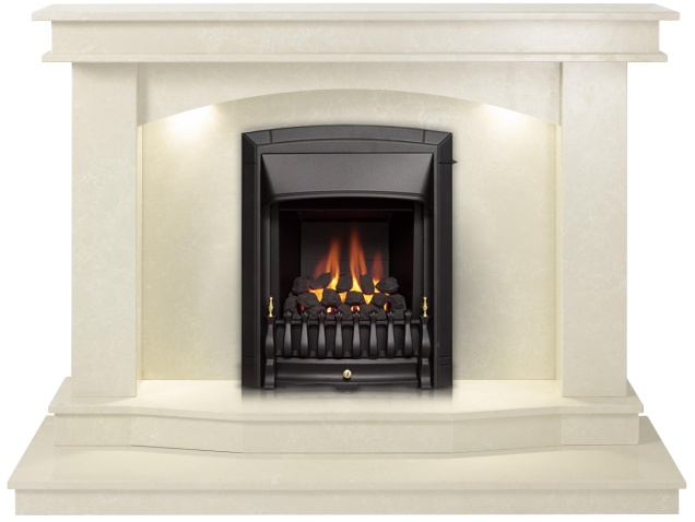 The Warwick Fireplace In Roman Stone With Valor Dream Slimline