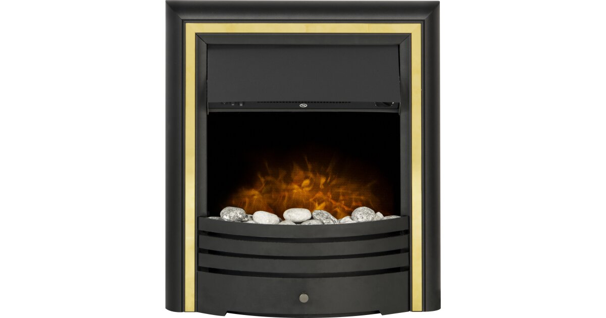 Adam Cambridge Pebble Electric Fire in Black u0026 Brass | Fireplace World