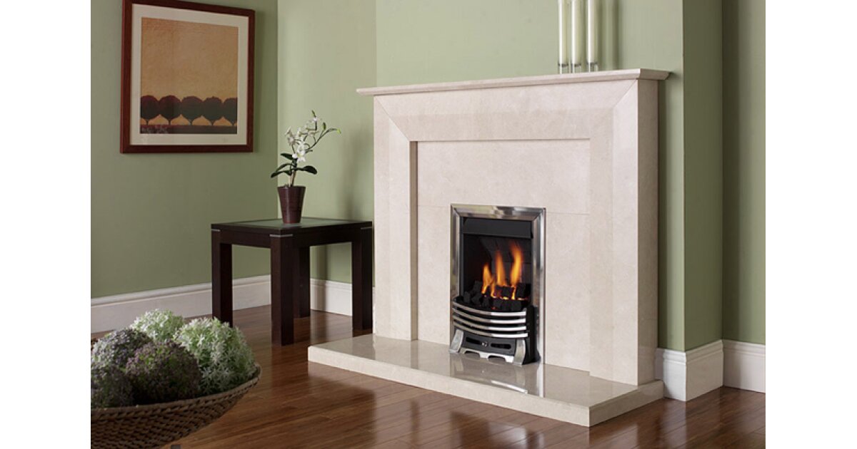 Aurora Linear Marble Fireplace In Roman Stone Fireplace World