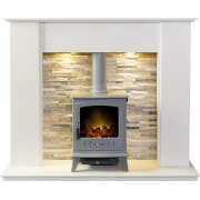 auckland-crystal-white-stove-fireplace-with-downlights-aviemore-electric-stove-in-grey-enamel-54-inch