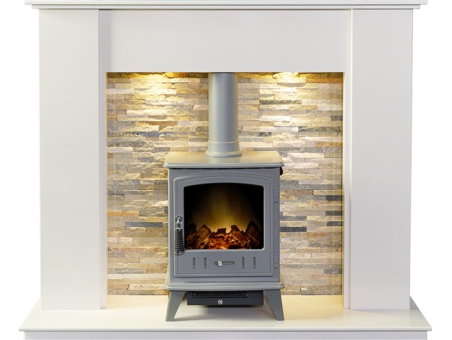 acantha-auckland-white-marble-fireplace-with-downlights-aviemore-electric-stove-in-grey-54-inch