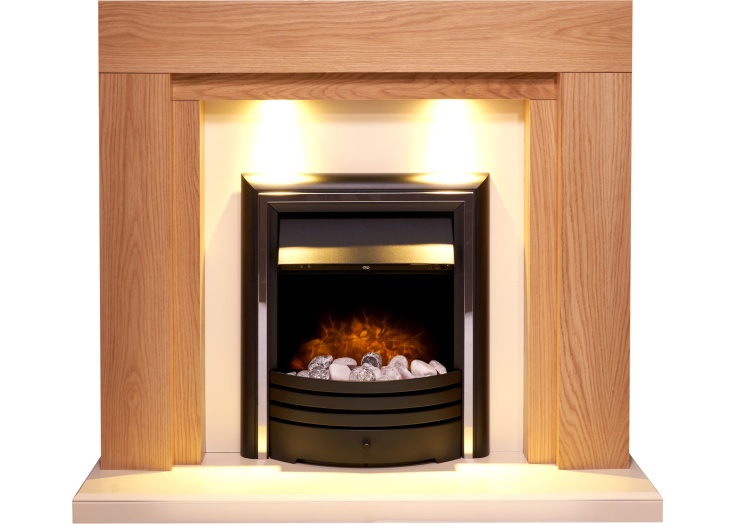Adam Beaumont Fireplace Suite In Oak Cream With Cambridge 6 In 1