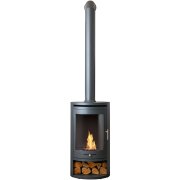 oko-s5-bio-ethanol-cylinder-stove-with-log-storage-in-charcoal-grey-tall-angled-metal-stove-pipe
