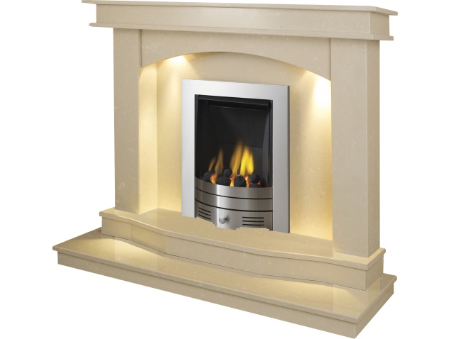 The Warwick In Roman Stone With Diamond Contemporary Fire In