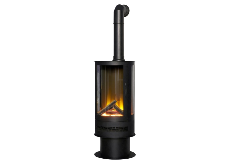 Acantha Orbit Cylinder Electric Stove in Black with Tall Angled