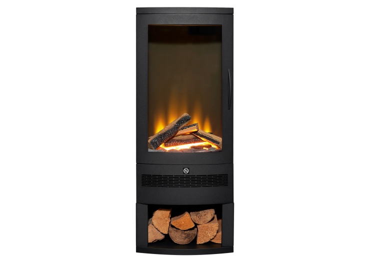 Acantha Horizon Electric Stove with Log Storage in Black