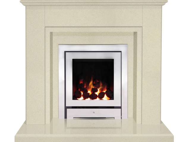 The Melbourne In Beige Stone With Crystal Montana He Gas Fire In