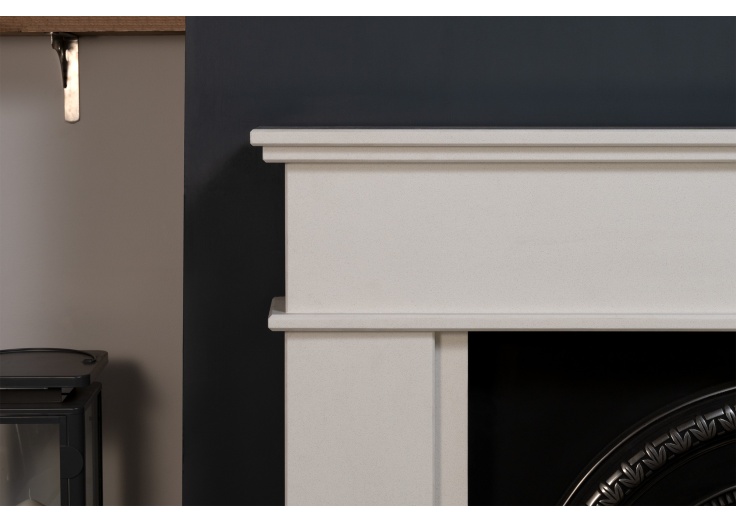 The Portland Fireplace Suite In White Stone With Bedford Back