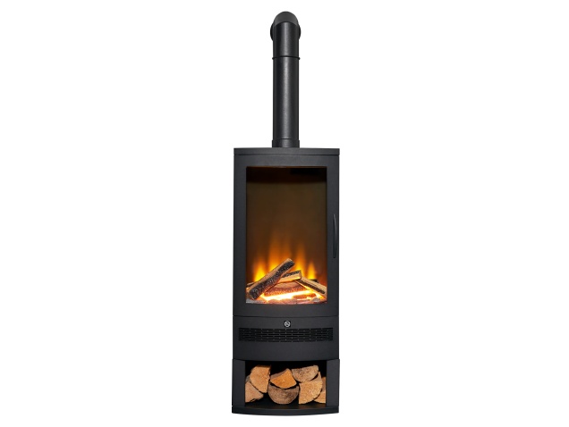 acantha-horizon-electric-stove-with-log-storage-tall-angled-stove-pipe-in-black