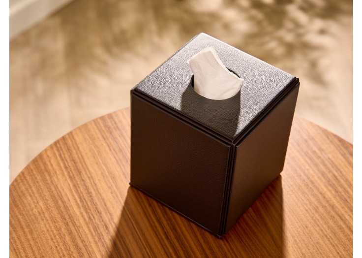 Black leather tissue box holder hotsell
