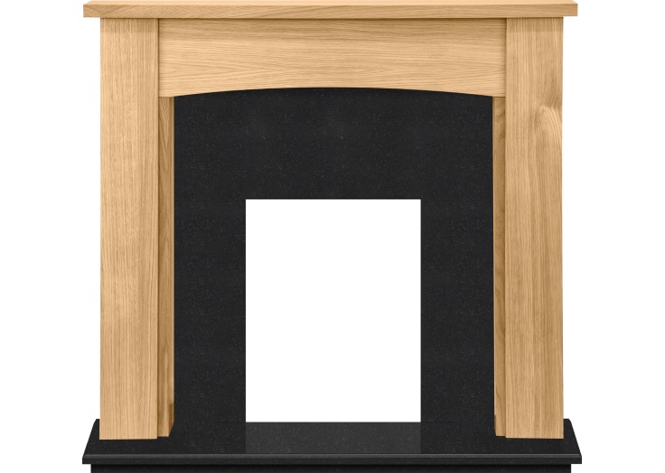 Adam Stockton Fireplace In Oak And Black Granite 48 Inch Fireplace World